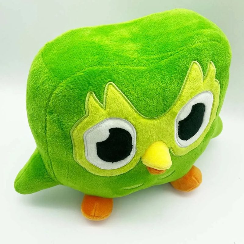 Pelúcia Mascote Duolingo Inglês Passarinho Coruja Verde — foto 2