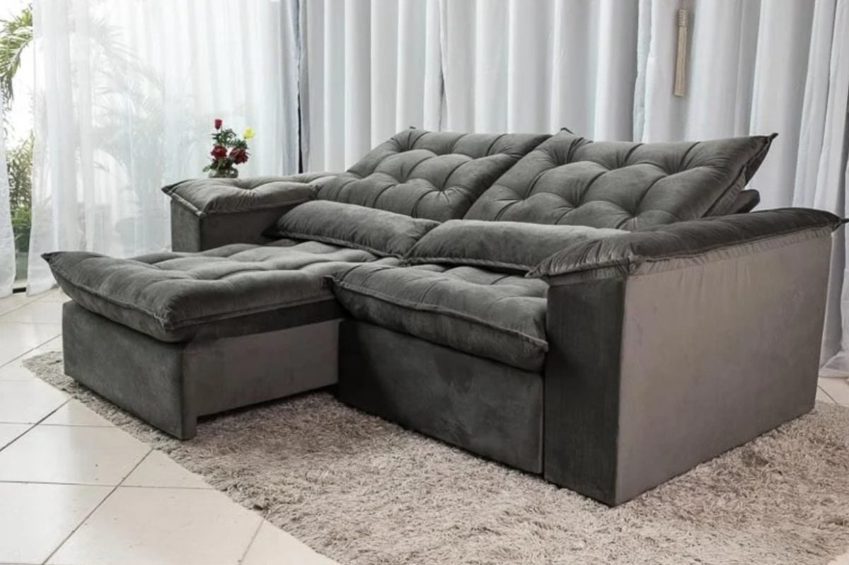 Sofá Retrátil e Reclinável Ipanema 1,80m em Tecido Veludo C/pillow Nos Braços - Montagem I — foto 2
