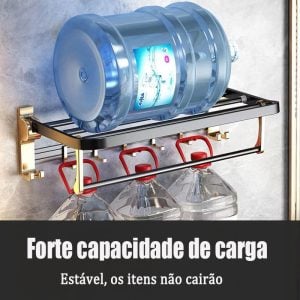 Rack de armazenamento de banheiro em alumínio dourado preto MEIDOO — foto 7
