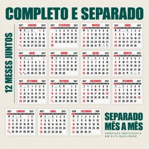 Pack 8 Bases editáveis em vetor de Calendários 2027 Cdr - Ilustrator - Photoshop — foto 5