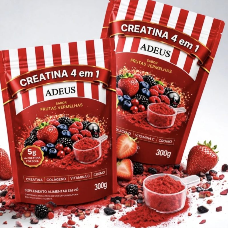 Creatina 4 em 1 Adeus sabor frutas vermelhas