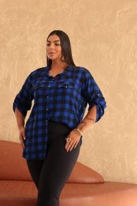 Camisa feminina xadrez plus size — foto 5
