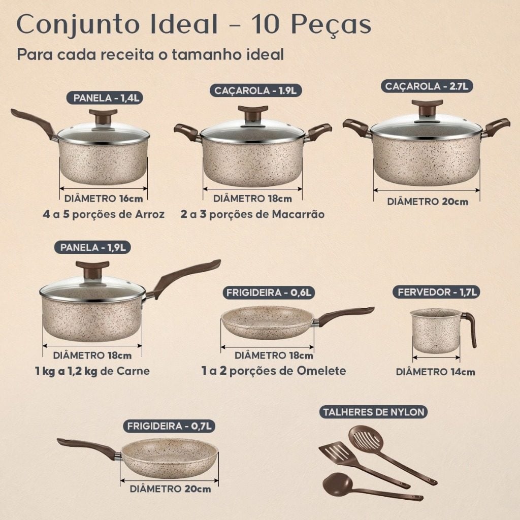Kit 10 peças de panelas antiaderente — foto 2