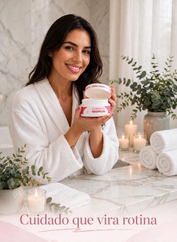 Creme Curva Tropical A fórmula termoativa com Centella Asiática & Chá-Verde