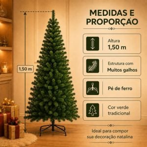 Árvore De Natal 1,50m Pinheiro 500 Galhos Premium Tradicional Verde — foto 4