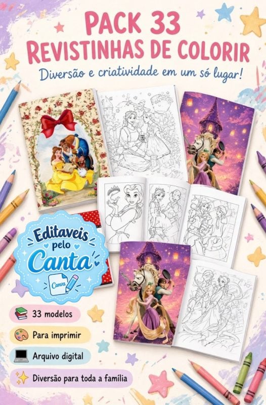 Pack 33 Revistinhas De Colorir