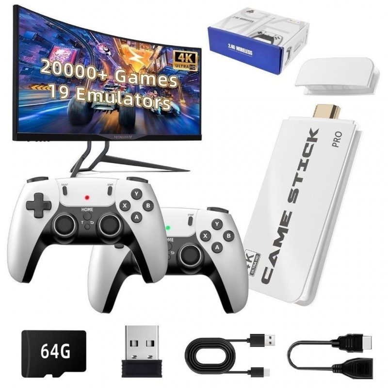 NOVO Vídeo Game Stick M15 Pro 4k 64gb Hdmi Com 2 Controles Se Fio +20mil Jogos Moby — foto 2