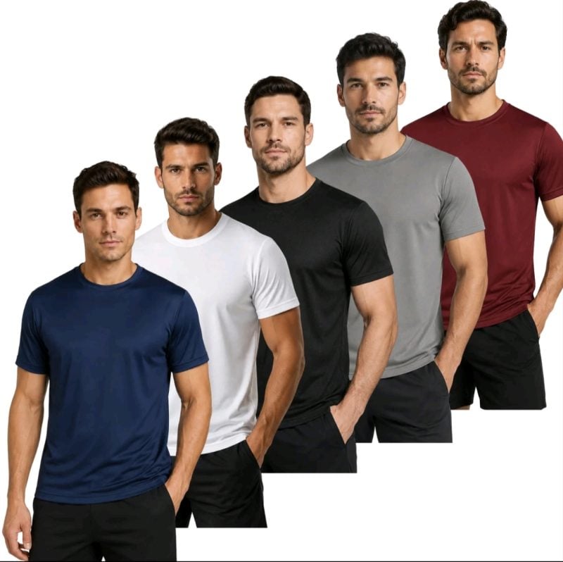 Kit 5 camisas Dry Fit Masculina Lisa Básica Academia Seca