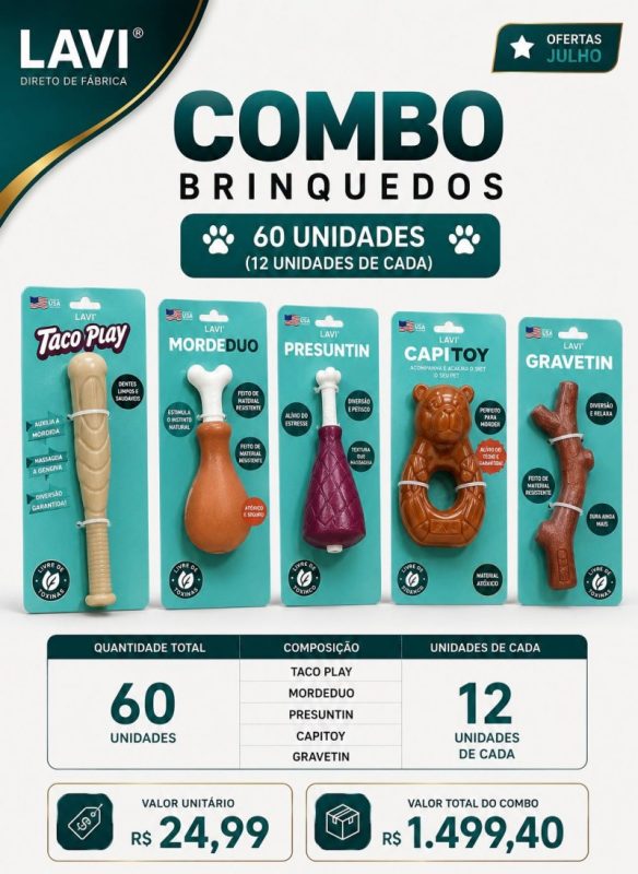 Combo Brinquedos Lavi Pet