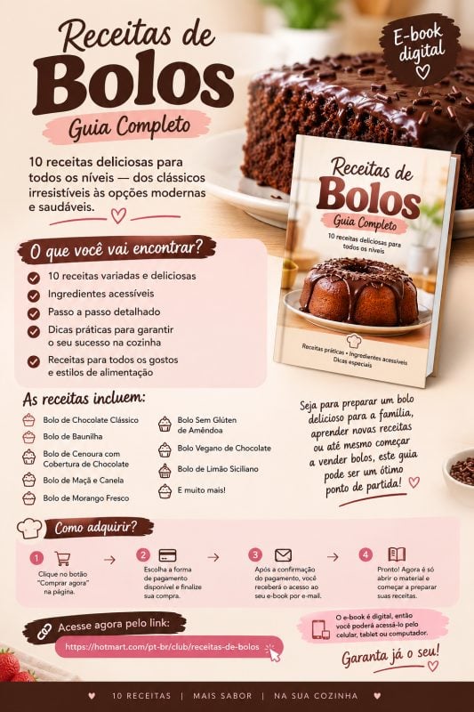 10 Receitas De Bolos Em Um único E-book!