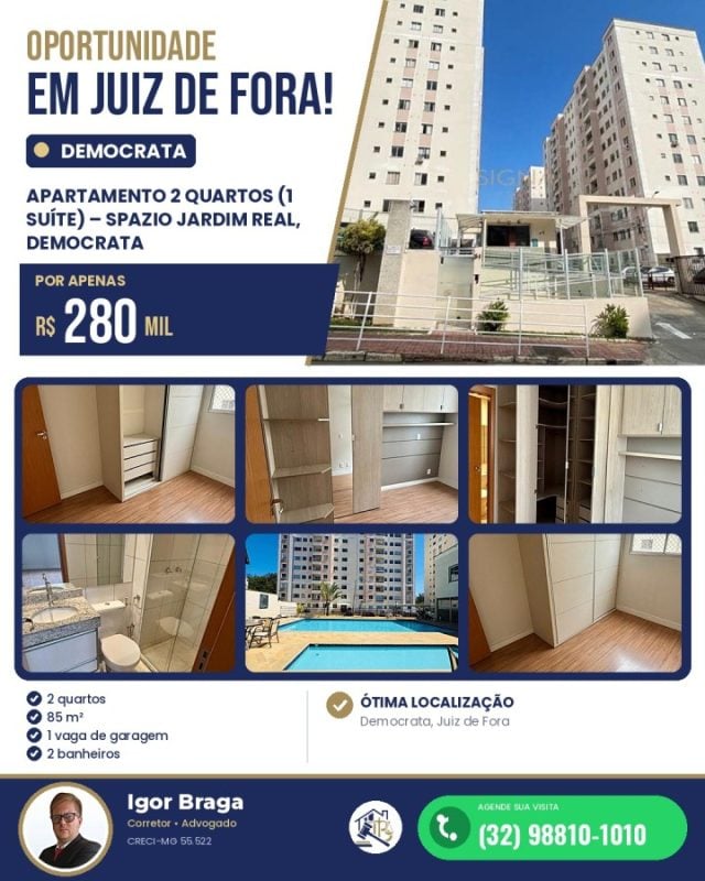 Apartamento 2 Quartos para Venda em Juiz de Fora, Democrata, 2 dormitórios, 2 banheiros, 1