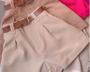 Kit 2 Short Feminino Alfaiataria Social com dois Cinto Cintura Alta PROMOÇÃO. — foto 3