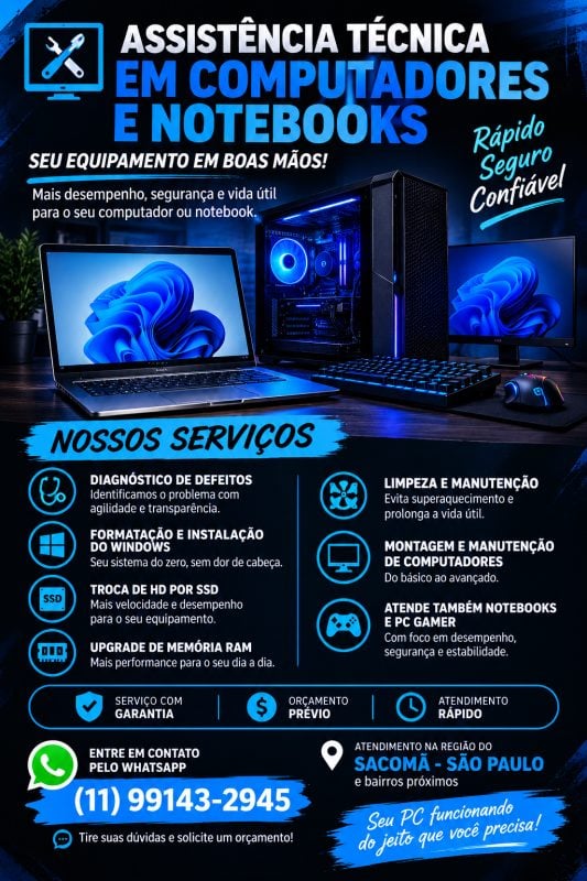 Conserto de Notebook e PC no Sacomã São Paulo