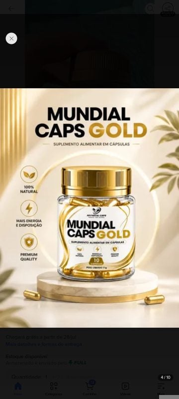 Lipo Top Gold Mundial Caps 10 Cápsulas Rápido