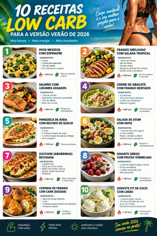 10 receita de low carb pro verao de 2026