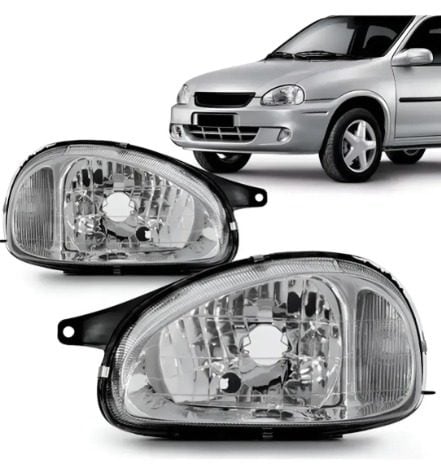 Farol Novo Corsa Hatch Sedan Montana 2000 Á 09 Carcaça Preta