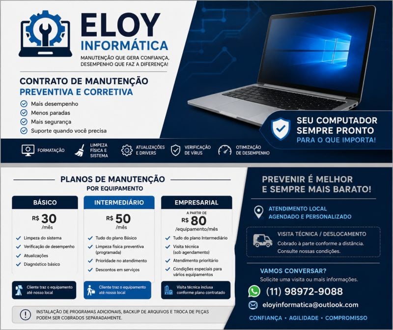 Manutenção de computadorese impressoras e notebook