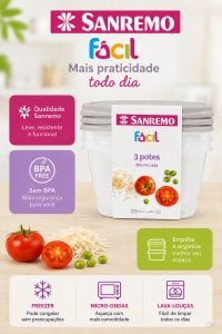 Pote Plastico Kit 3 Potes Facil Sanremo-800ml — foto 3