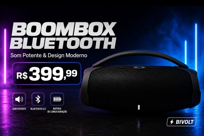 Boombox Bluetooth Som Potente Para Qualquer Momento!