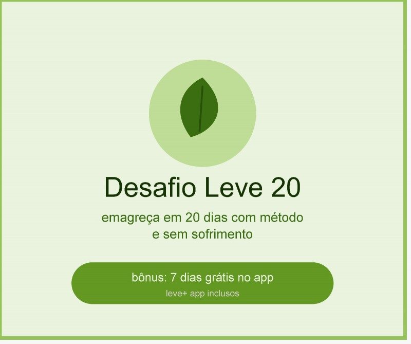 Ebook para emagrecimento - Desafio leve 20