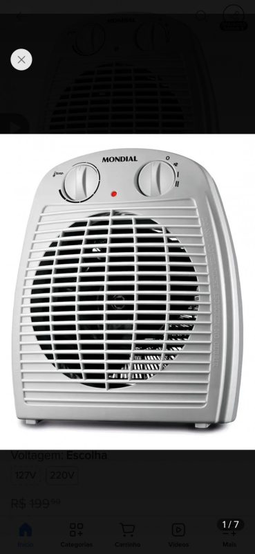 Aquecedor a Ar, Mondial 1500 W