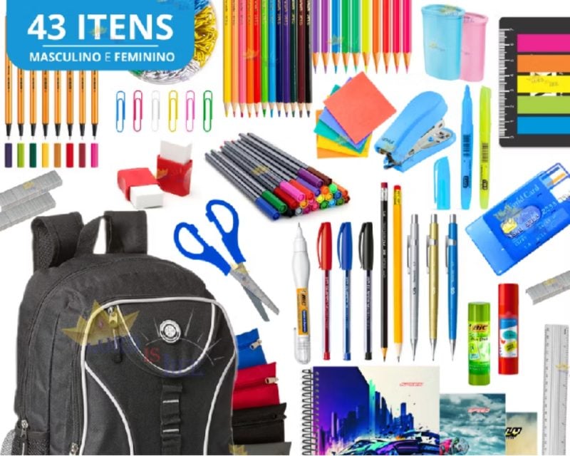 Kit Material Escolar Completo Com Sem Mochila Escolar Material Estojo Escolar.