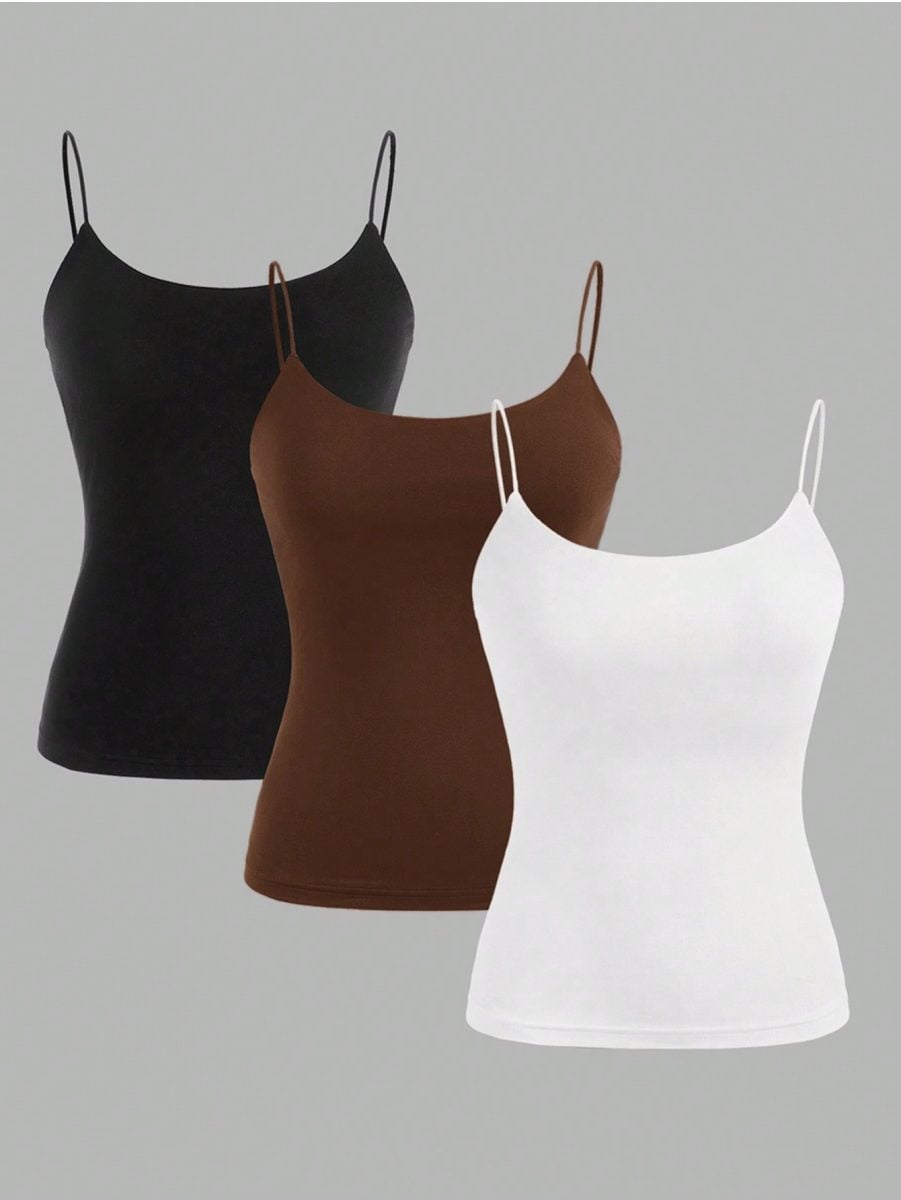 3 peças Conjunto Casual de Camisole, Sensual e Versátil, Tops de Cami Feminino Slim Fit — foto 2