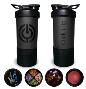 Coqueteleira Academia Shaker Compartimentos Whey Suplementos Cor Preto — foto 6