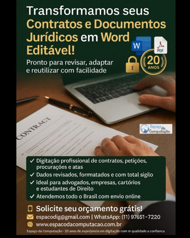 Digitação de Contratos e Documentos Jurídicos no Word de forma editável