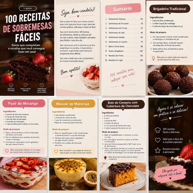 100 Receitas de Sobremesas Fáceis.