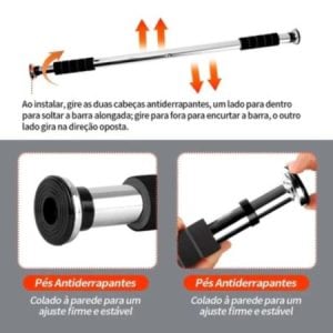 Barra de Porta Ajustável 60-100cm para Exercícios Pegada Macia em Espuma Inox GEEK — foto 4