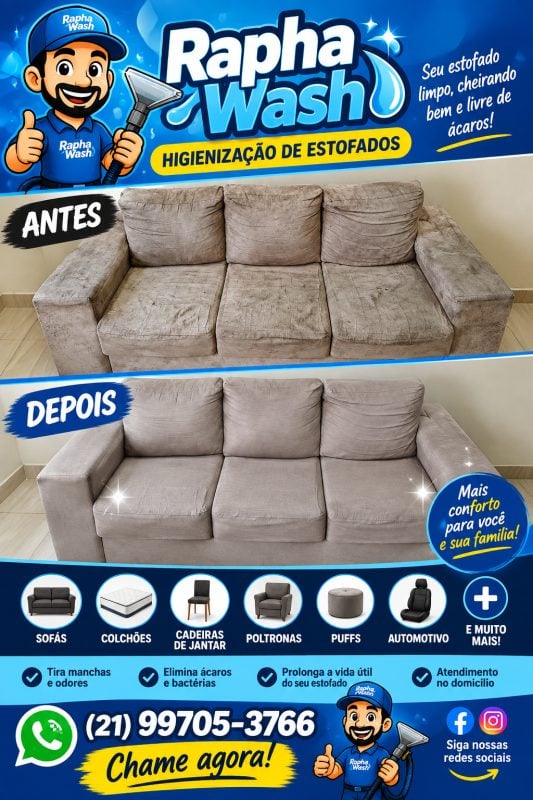 Higienização de Estofados a partir de R$ 150,00