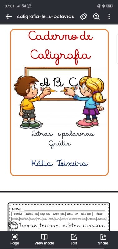 Caderno de Caligrafia Cursiva: Letras e Palavras