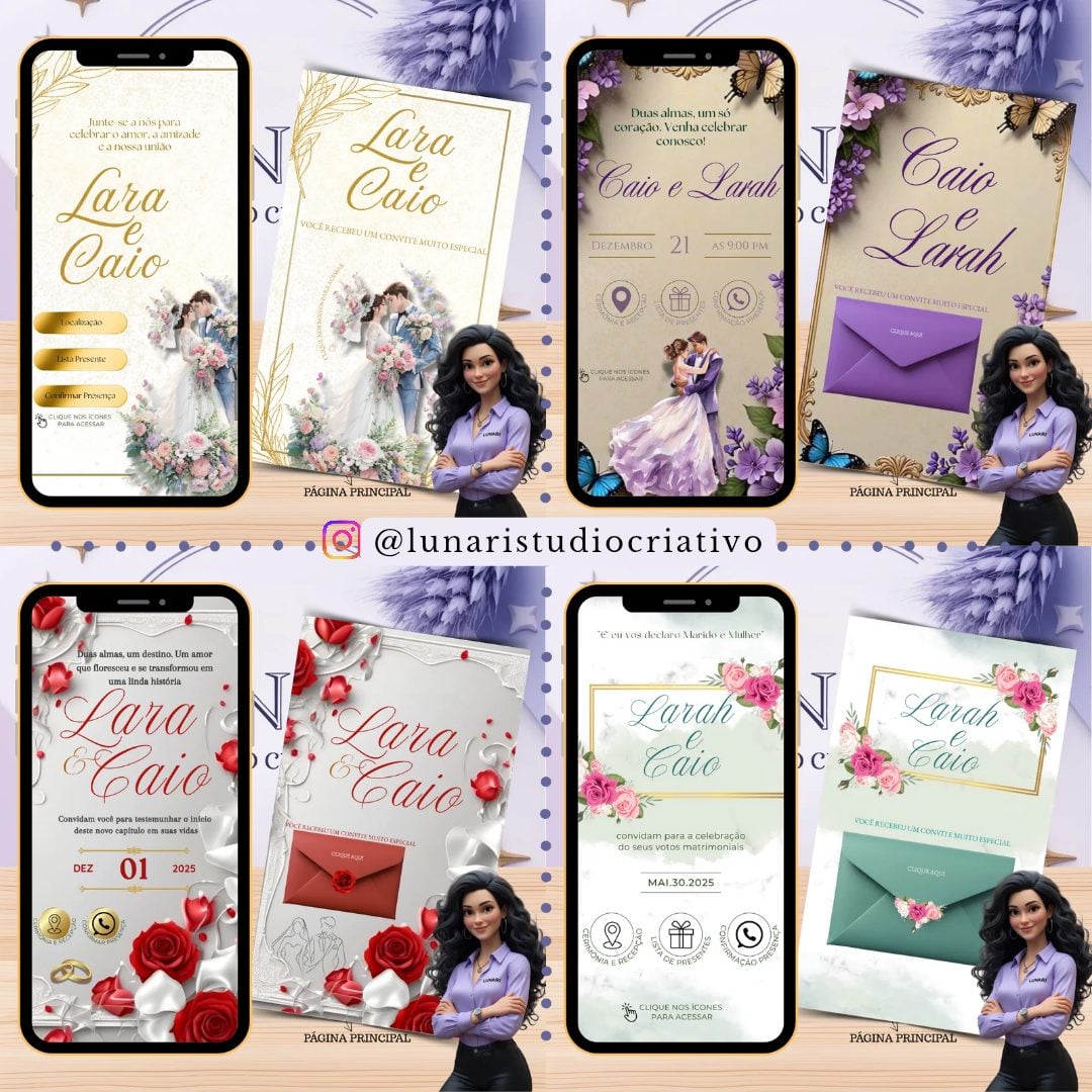 Pack com +200 Modelos de Convites de Casamento Interativos Editáveis no Canva — foto 2