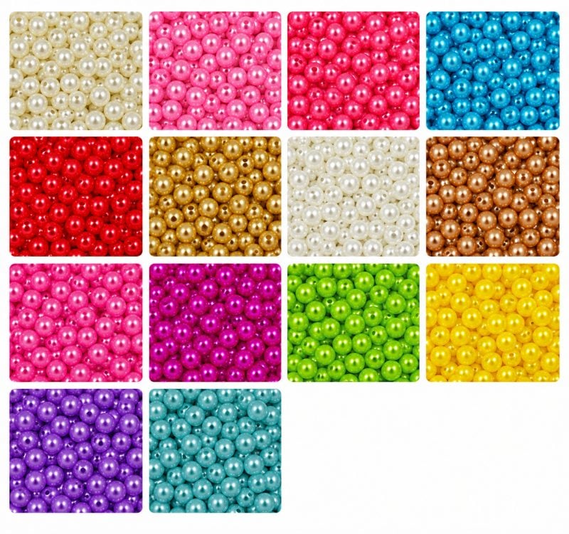 3000 Pcs Miçanga Pérolas Abs Com Colorido 6mm 14pct*25g Diâmetro 6 Mm