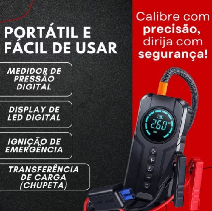 Bateria Auxiliar De Partida Portátil Com Bomba De Ar — foto 2