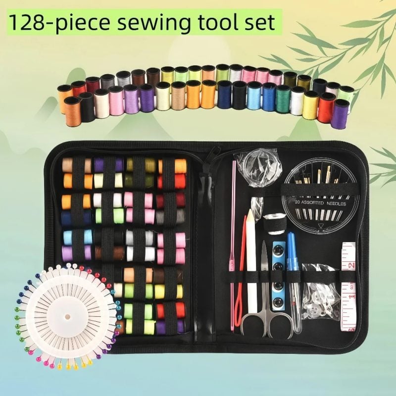 229/128pçs Kit De Costura Portátil Para Viagem Em Casa Ferramentas Profissional De Emergên