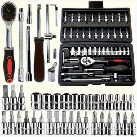 Jogo de Chave Catraca com Soquetes Kit de Ferramentas para Reparo de Carros, 40 ou 46 Pe
