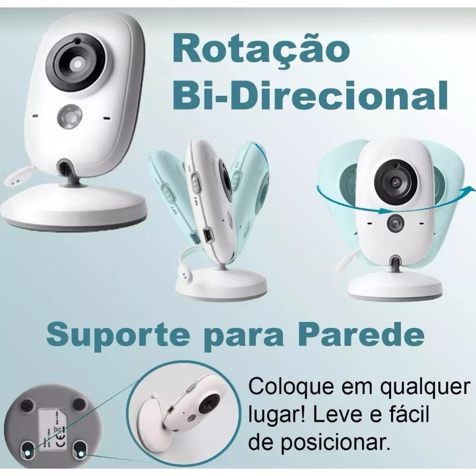 Babá Eletrônica com Monitor Visão Noturna Áudio Bidirecional Sensor de Temperatura Monitor — foto 2