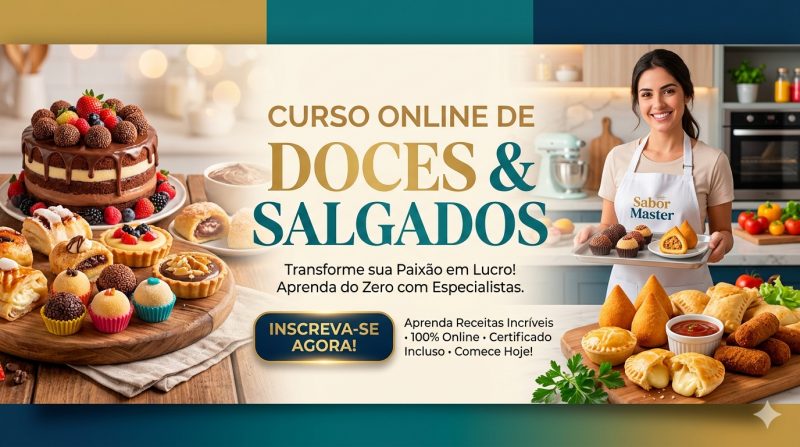 Curso online de doces e salgados