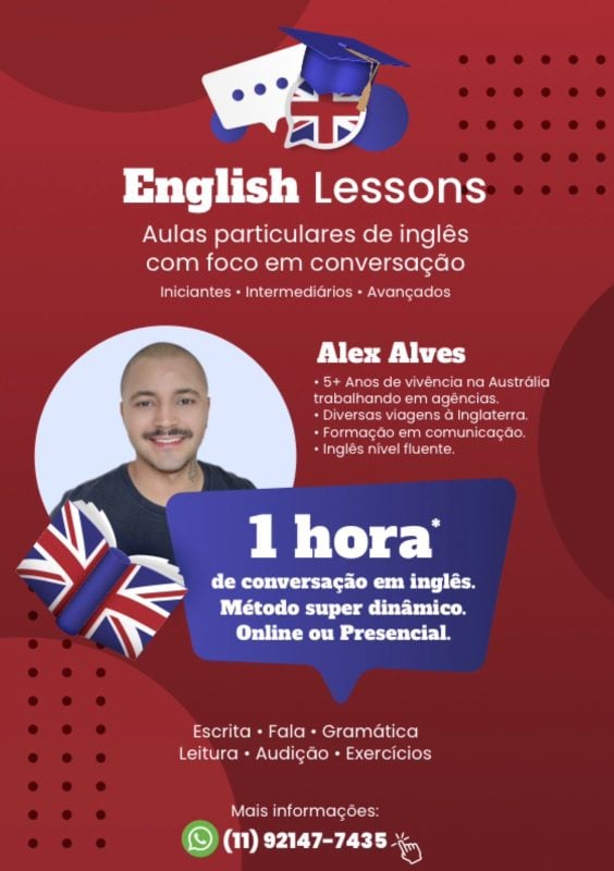 Professor de Inglês Particular Online todo Mundo e Presencial em São Paulo