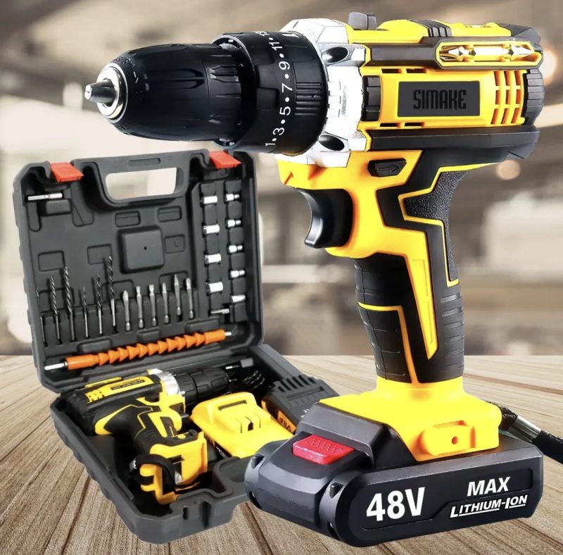 Parafusadeira Furadeira C/ 2 Baterias Maleta Kit Completo Led Eixo Flexível Vários Níveis