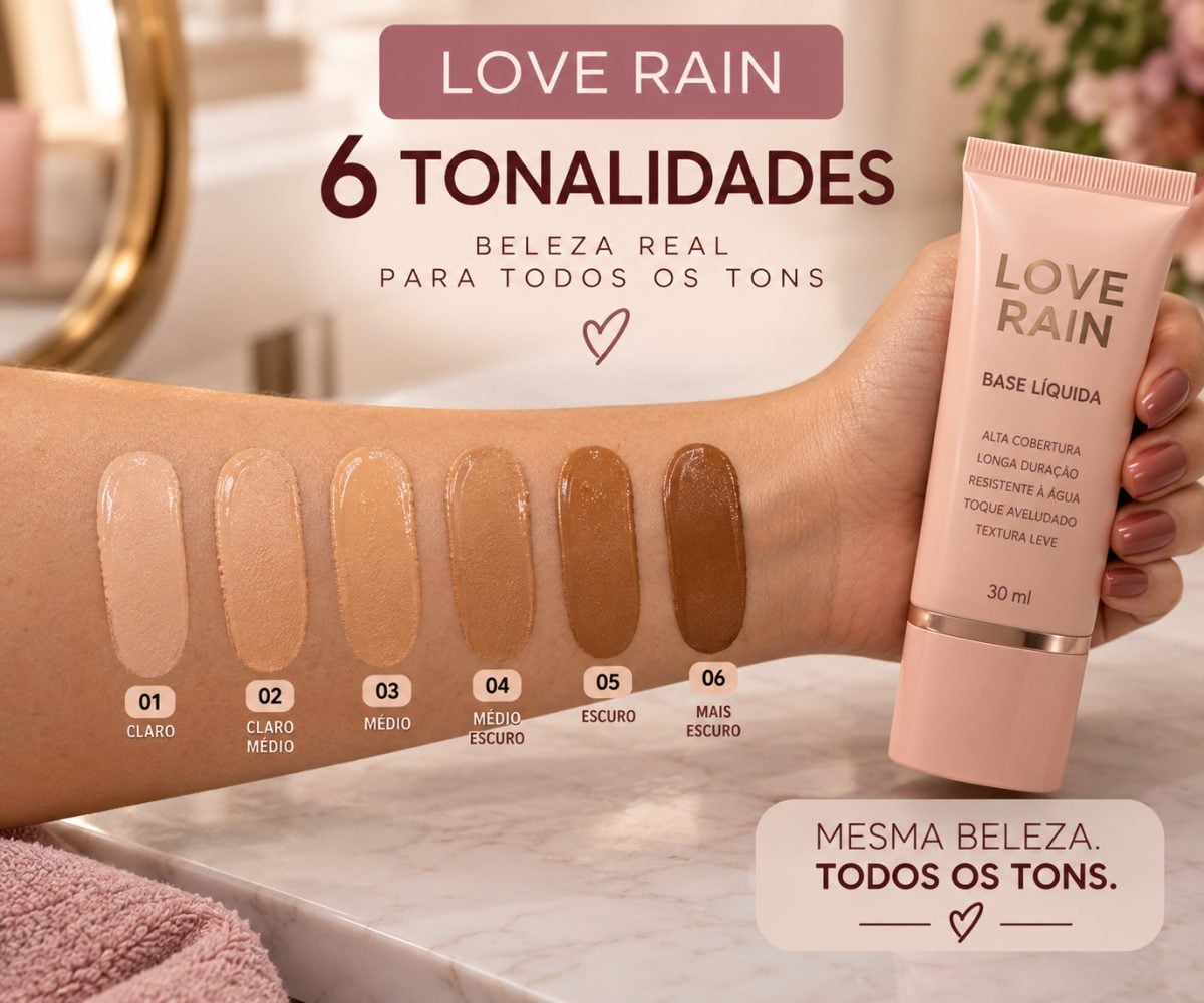 Base Líquida Matte Love Rain Alta Cobertura À Prova D'Água 30ml — foto 2