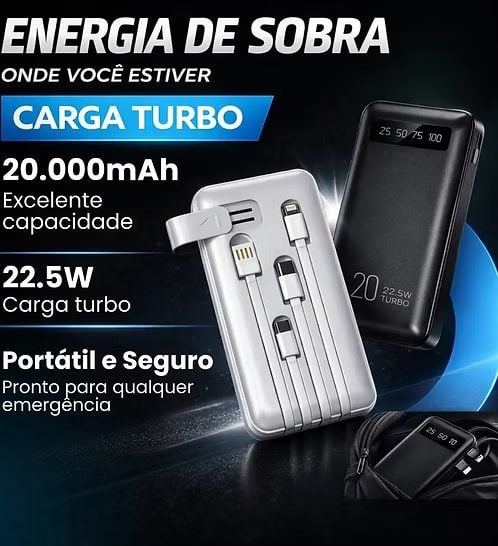 Power Bank Turbo 20.000mAh 22,5W com Display Digital — foto 2