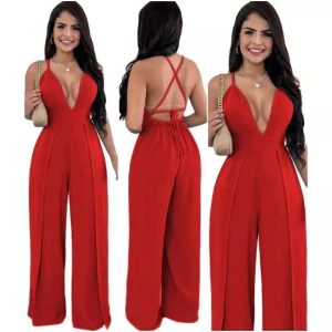 Macacao Feminino Decotado Alcinha 2 Fendas Pantalona — foto 4