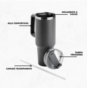 Copo Térmico Grande 1200 Ml Canudo Parede Dupla - LILÁS — foto 5