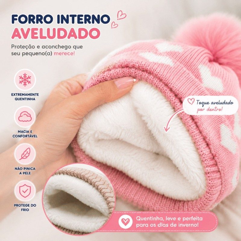 Kit Touca Infantil Com Gola Forrada Inverno — foto 2