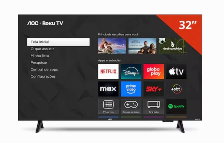 Smart TV 32" Roku TV Wi-Fi Dolby Audio Preta — foto 2