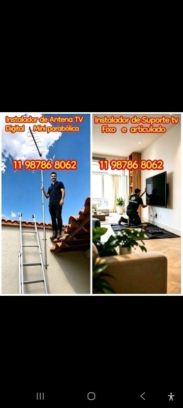 Antenista Vila Ré ZL SP 1198786 8062 instalador de antena suporte TV