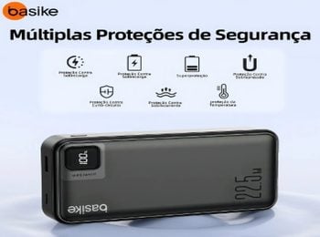 Power Bank Basik 20000mAh Preto, Carga Rápida 22.5W para iPhone e Samsung, Com Cabos Embu — foto 2